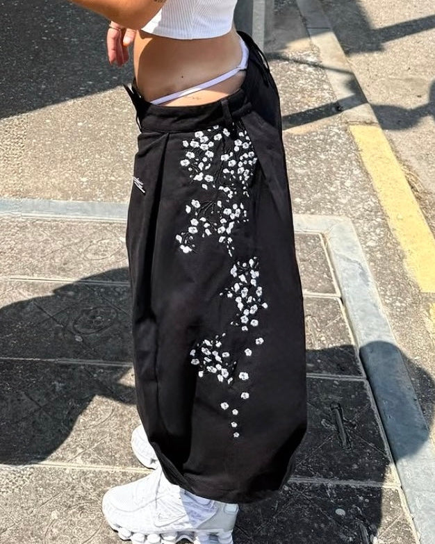 FLOWER JORTS BLACK