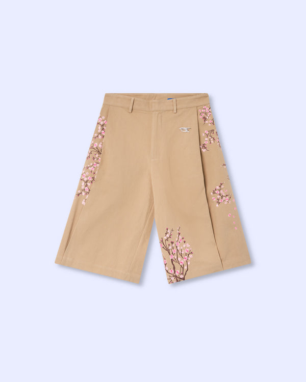 FLOWER JORTS BROWN
