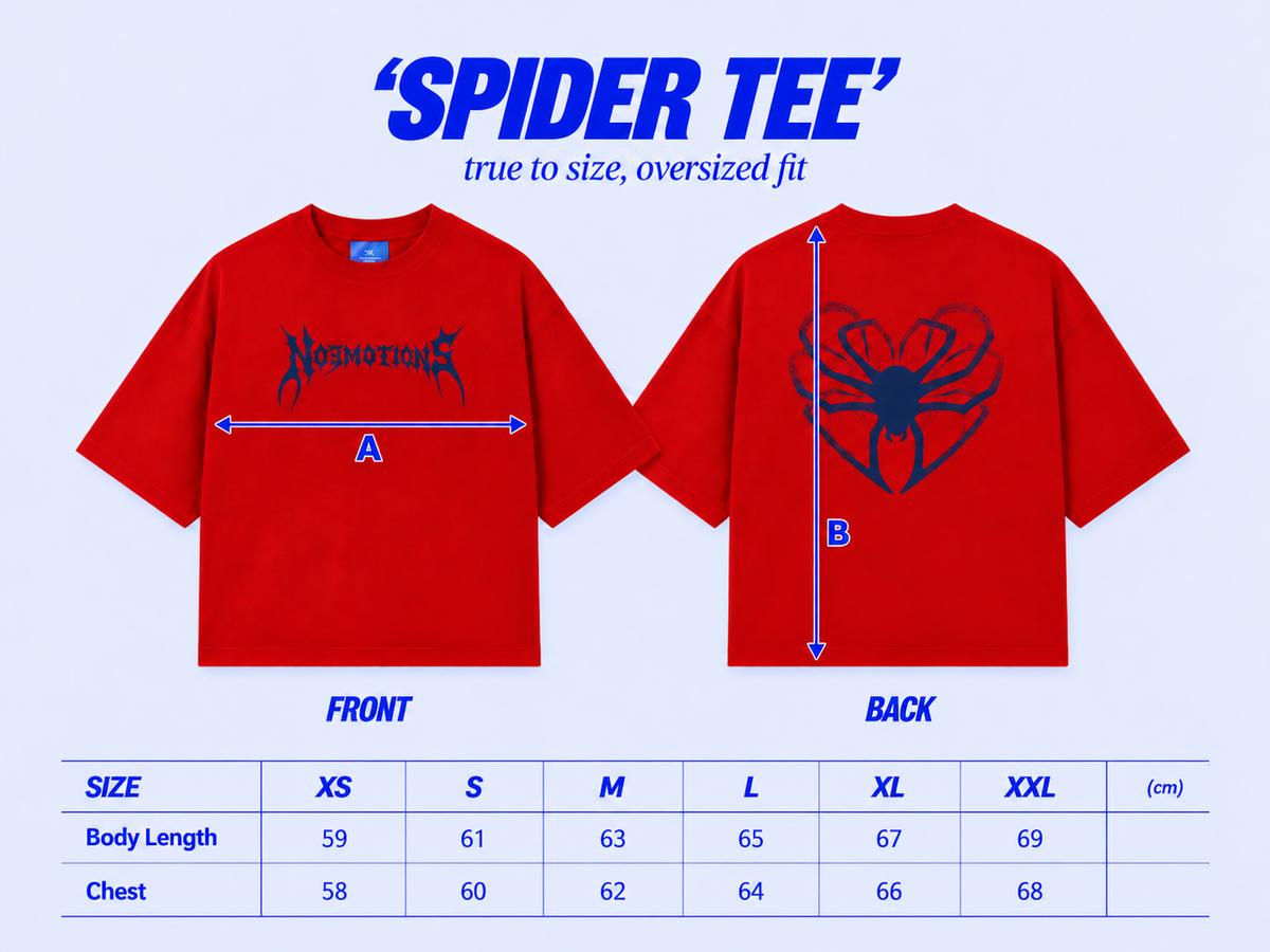 Size chart SPIDER TEE RED