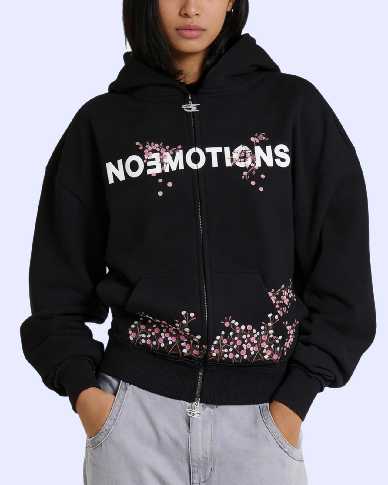 BLOSSOM ZIP HOODIE BLACK