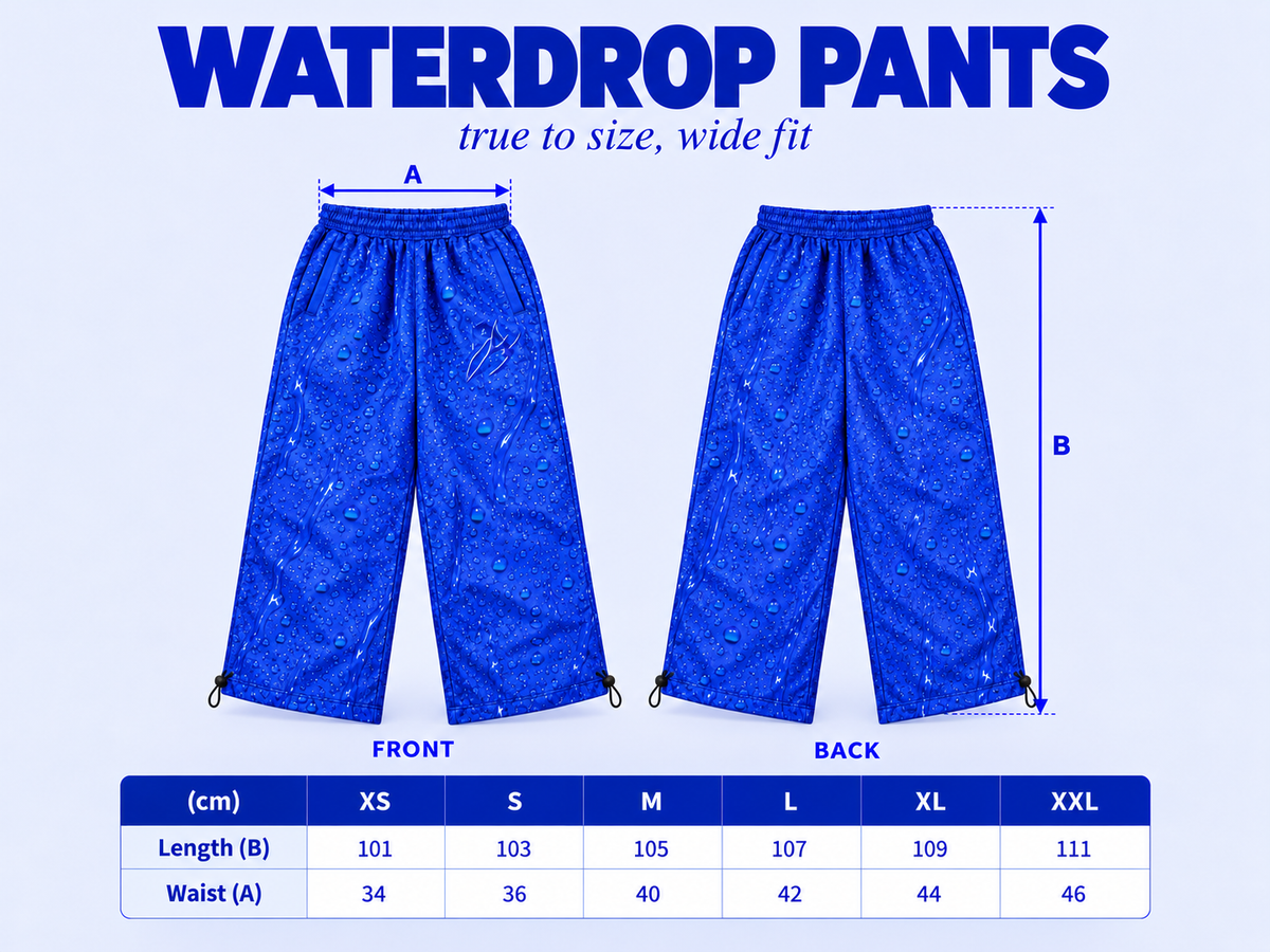 Size chart WATERDROP PANTS
