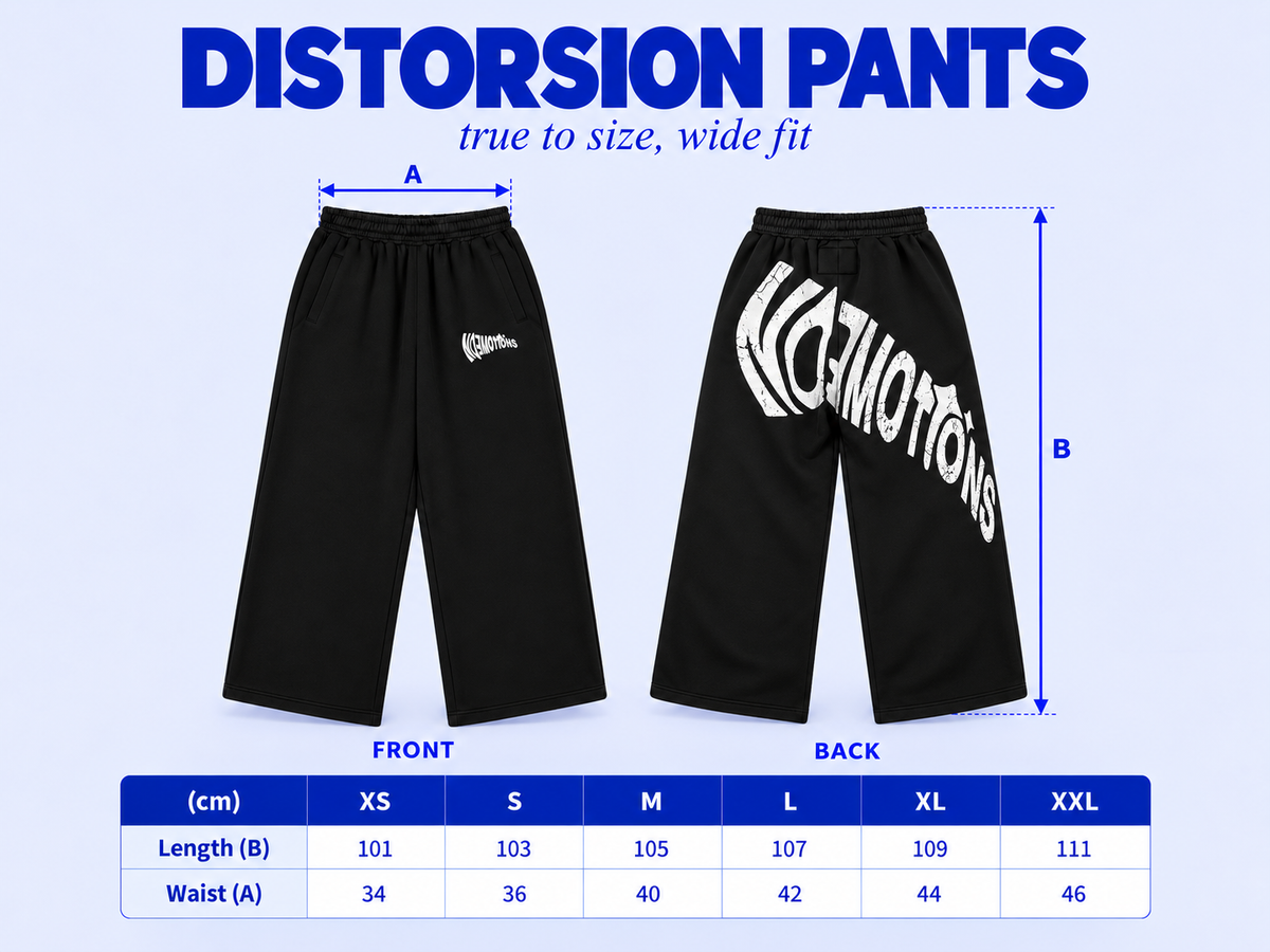 Size chart DISTORSION PANTS BLACK