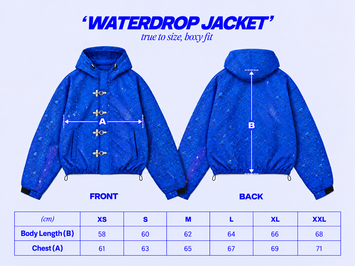 Size chart WATERDROP WINDBRAKER