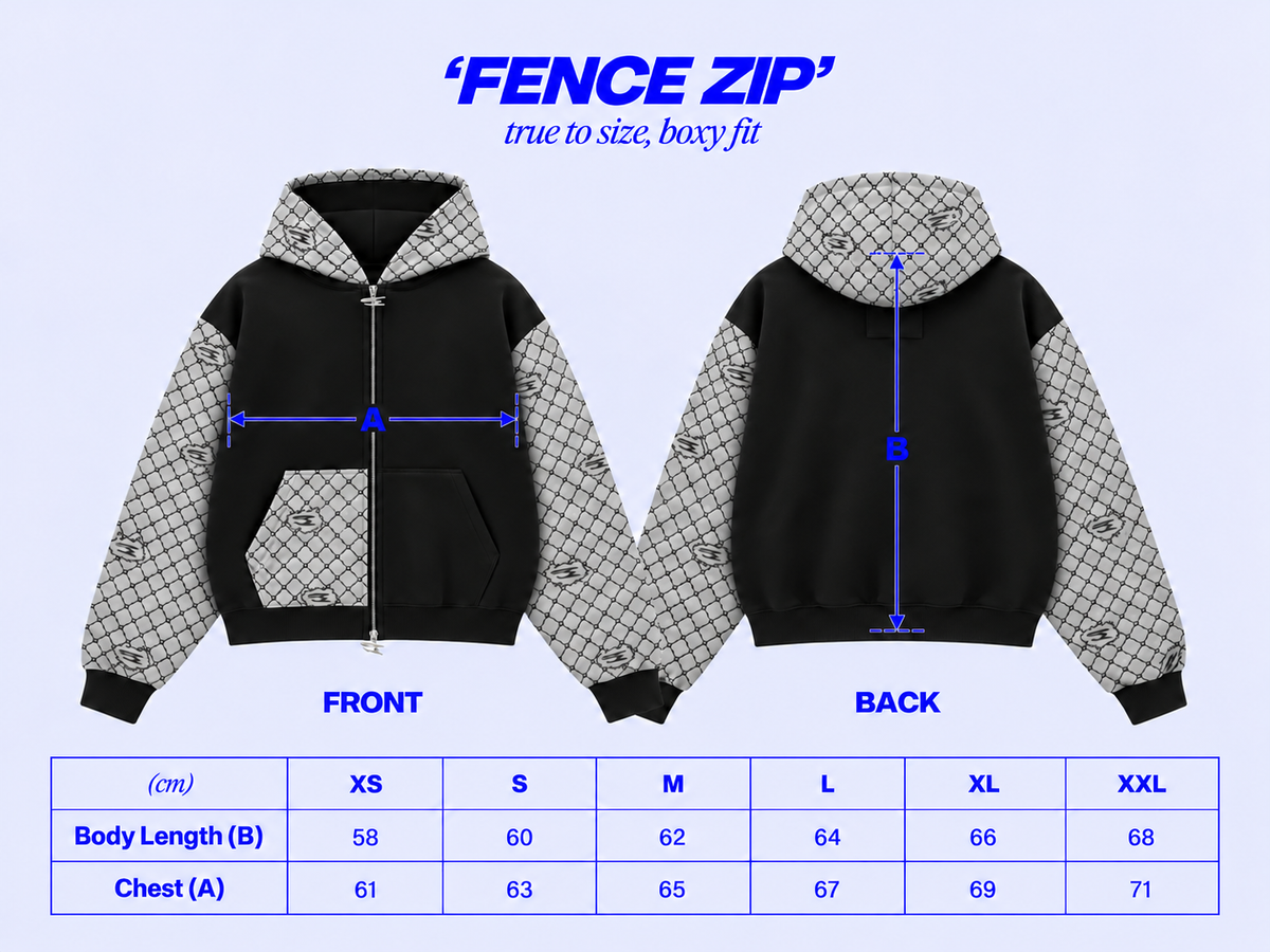 Size chart FENCE ZIP