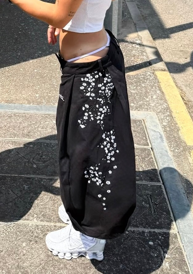 FLOWER JORTS BLACK