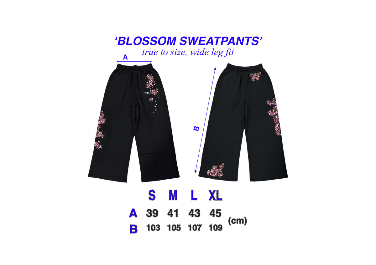 Size chart BLOSSOM SWEATPANTS BLACK