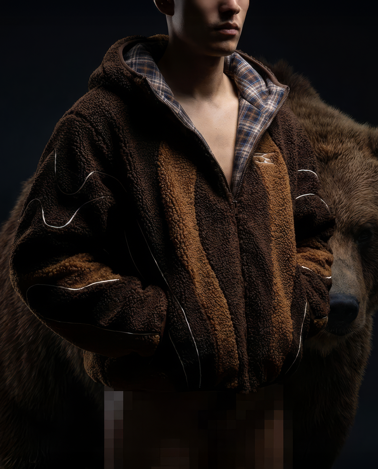 REVERSIBLE FLEECE BROWN