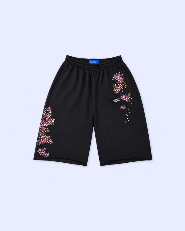 FLOWER COTTOM JORTS BLACK
