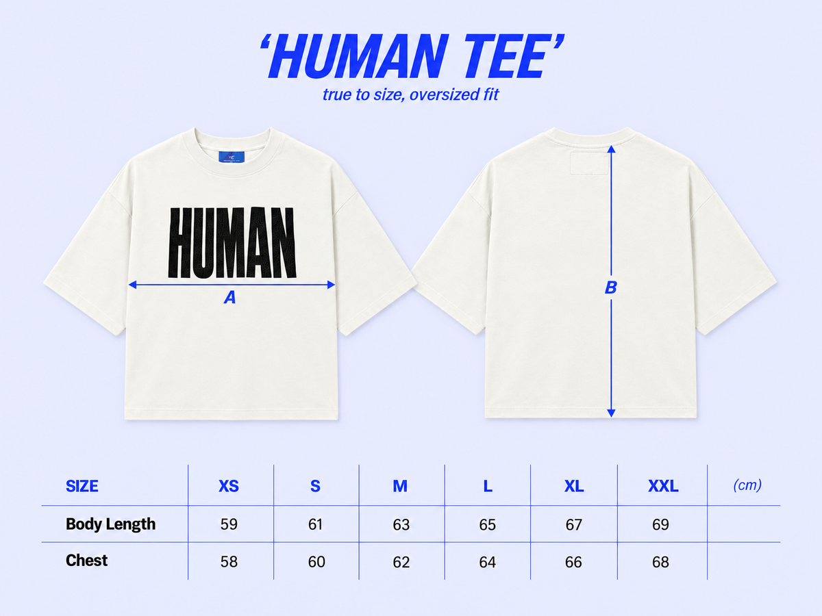 Size chart HUMAN TEE