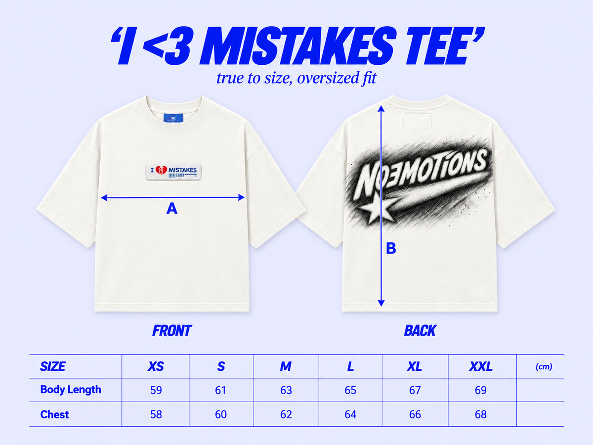 Size chart I <3 MISTAKES