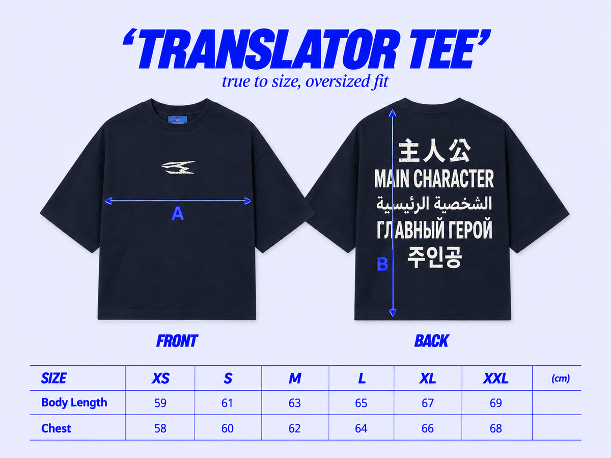 Size chart TRANSLATOR TEE